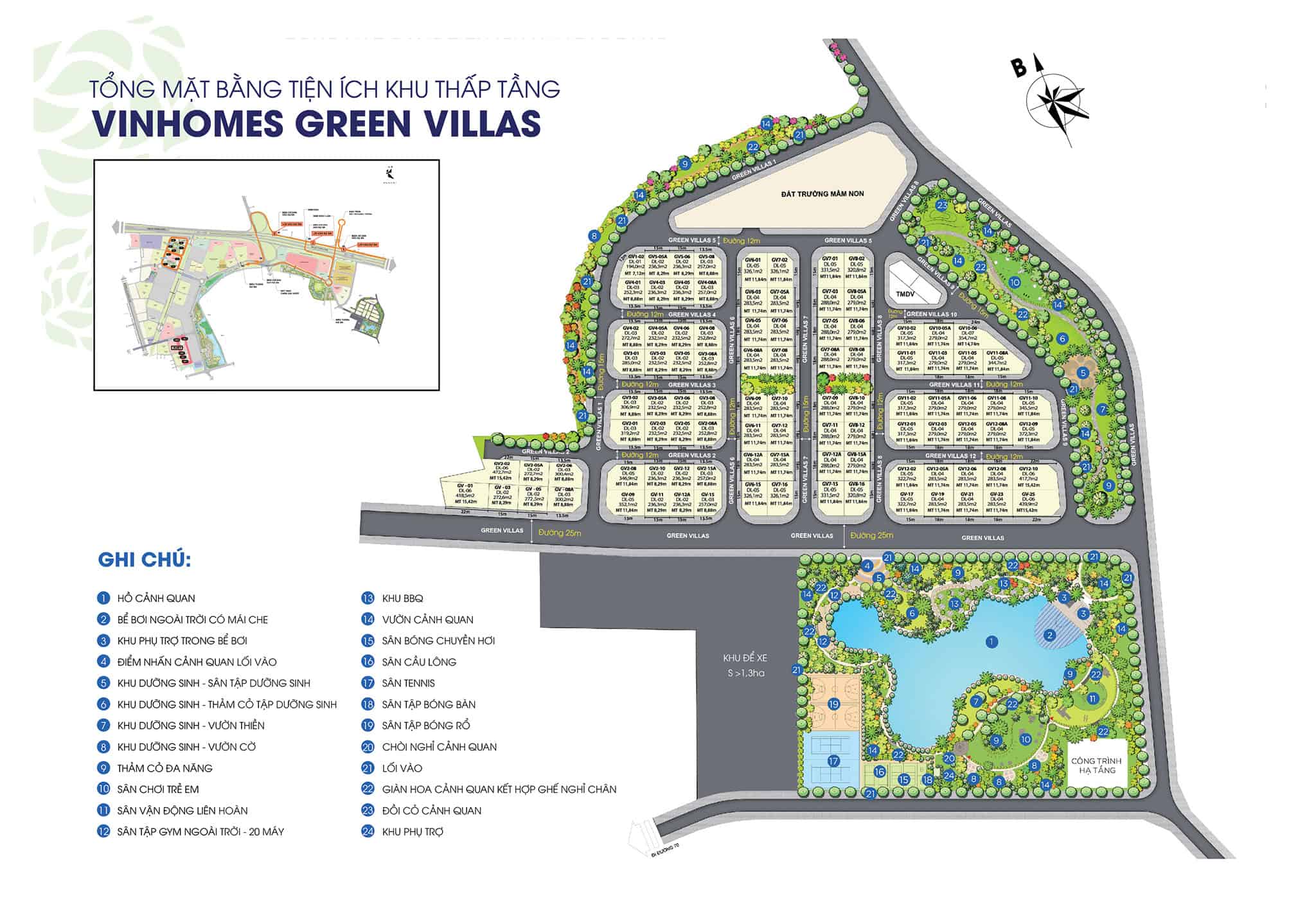 Mặt bằng tiện ích Vinhomes Green Villas